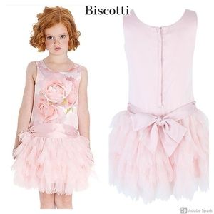 Biscotti‎ Girls Petal Mesh Tutu Dress Coral Rose Floral Tulle Size 12 NWT Party